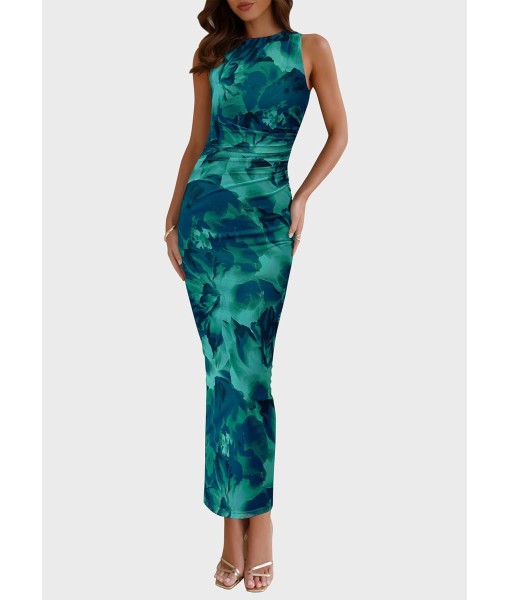 PRETTYGARDEN Wedding Guest Dresses for Women 2025 Summer Spring Floral Bodycon Sleeveless Mesh Maxi Long Dress