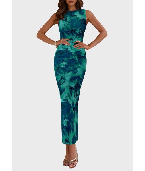 PRETTYGARDEN Wedding Guest Dresses for Women 2025 Summer Spring Floral Bodycon Sleeveless Mesh Maxi Long Dress