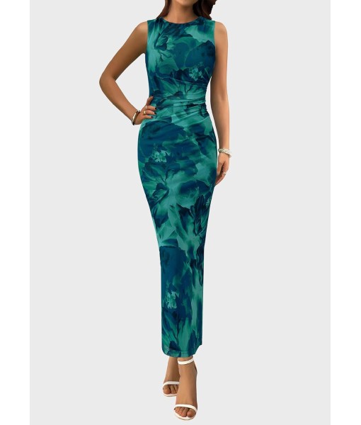 PRETTYGARDEN Wedding Guest Dresses for Women 2025 Summer Spring Floral Bodycon Sleeveless Mesh Maxi Long Dress