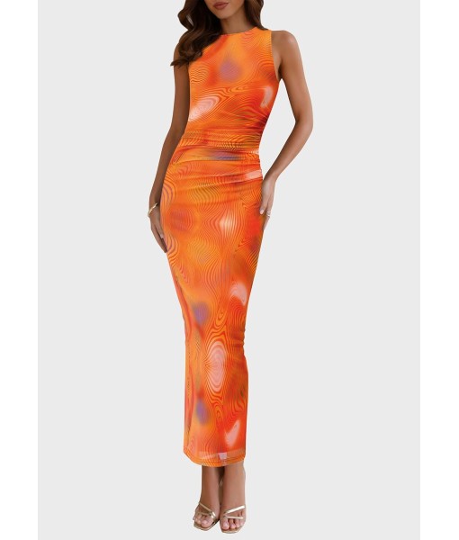 PRETTYGARDEN Wedding Guest Dresses for Women 2025 Summer Spring Floral Bodycon Sleeveless Mesh Maxi Long Dress