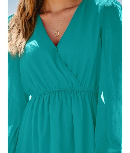 CUPSHE Women's Mini Dresses Casual Spring V Neck Chiffon Long Peasant Sleeves Flowy Summer Dress