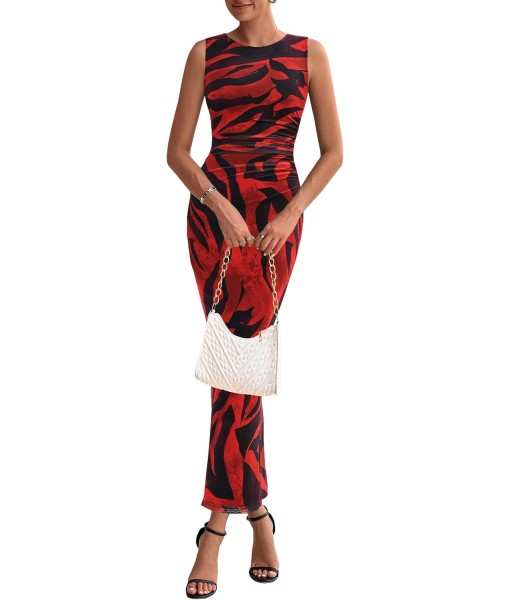 PRETTYGARDEN Wedding Guest Dresses for Women 2025 Summer Spring Floral Bodycon Sleeveless Mesh Maxi Long Dress