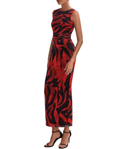 PRETTYGARDEN Wedding Guest Dresses for Women 2025 Summer Spring Floral Bodycon Sleeveless Mesh Maxi Long Dress