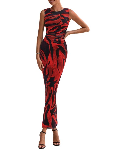 PRETTYGARDEN Wedding Guest Dresses for Women 2025 Summer Spring Floral Bodycon Sleeveless Mesh Maxi Long Dress