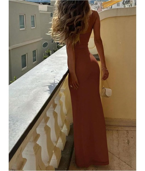 SOLY HUX Women's Maxi Dress V Neck Spaghetti Strap Bodycon Long Cami Dresses
