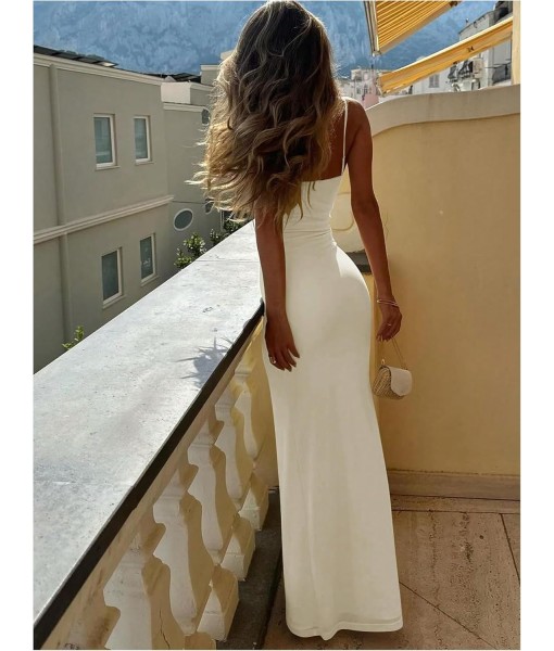 SOLY HUX Women's Maxi Dress V Neck Spaghetti Strap Bodycon Long Cami Dresses