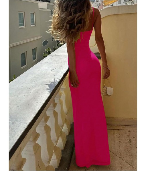 SOLY HUX Women's Maxi Dress V Neck Spaghetti Strap Bodycon Long Cami Dresses