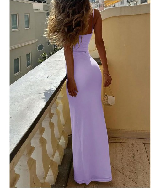 SOLY HUX Women's Maxi Dress V Neck Spaghetti Strap Bodycon Long Cami Dresses