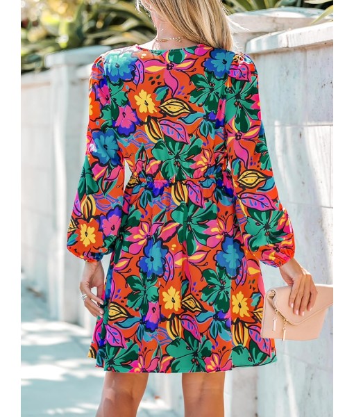 CUPSHE Women's Mini Dresses Casual Spring V Neck Chiffon Long Peasant Sleeves Flowy Summer Dress