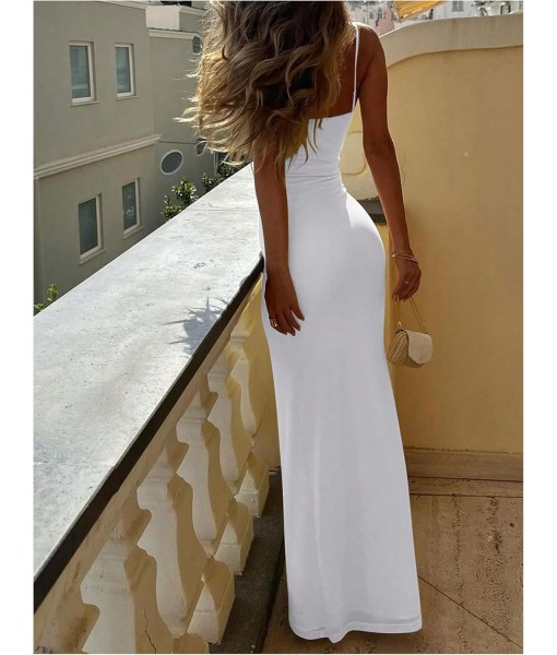 SOLY HUX Women's Maxi Dress V Neck Spaghetti Strap Bodycon Long Cami Dresses