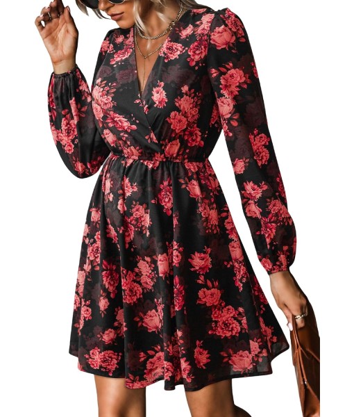 CUPSHE Women's Mini Dresses Casual Spring V Neck Chiffon Long Peasant Sleeves Flowy Summer Dress