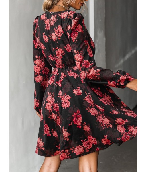 CUPSHE Women's Mini Dresses Casual Spring V Neck Chiffon Long Peasant Sleeves Flowy Summer Dress