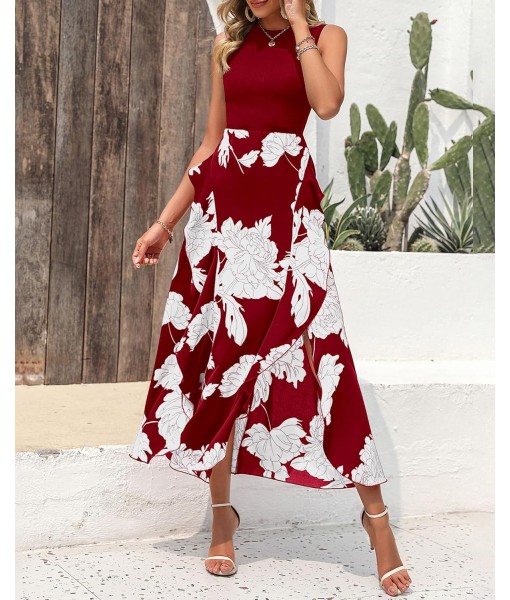 BTFBM Women Casual Sleeveless Summer Dresses 2025 Spring Crewneck Patchwork Boho Floral Ruffle Cocktail Party Midi Dress