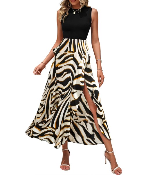 BTFBM Women Casual Sleeveless Summer Dresses 2025 Spring Crewneck Patchwork Boho Floral Ruffle Cocktail Party Midi Dress