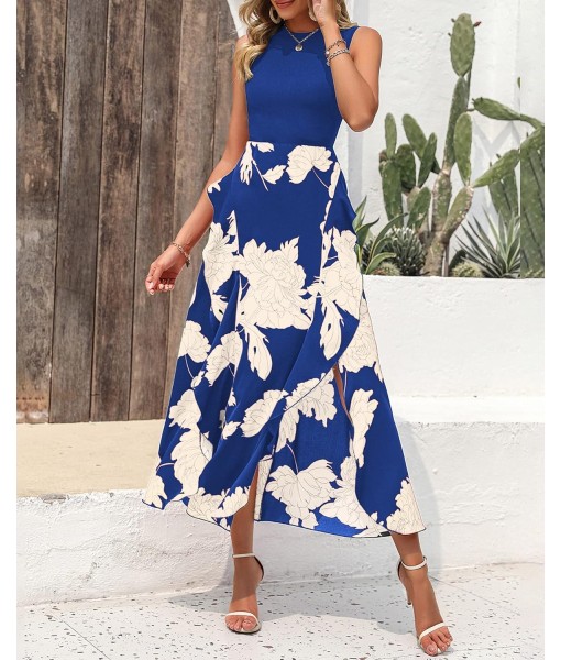 BTFBM Women Casual Sleeveless Summer Dresses 2025 Spring Crewneck Patchwork Boho Floral Ruffle Cocktail Party Midi Dress