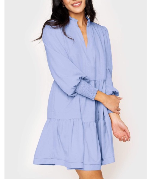 Imily Bela Womens Fall Long Sleeve Tunic Dress Casual V Neck Loose Ruffle Tiered Dress