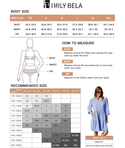 Imily Bela Womens Fall Long Sleeve Tunic Dress Casual V Neck Loose Ruffle Tiered Dress