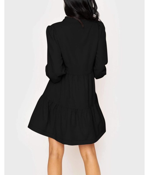Imily Bela Womens Fall Long Sleeve Tunic Dress Casual V Neck Loose Ruffle Tiered Dress