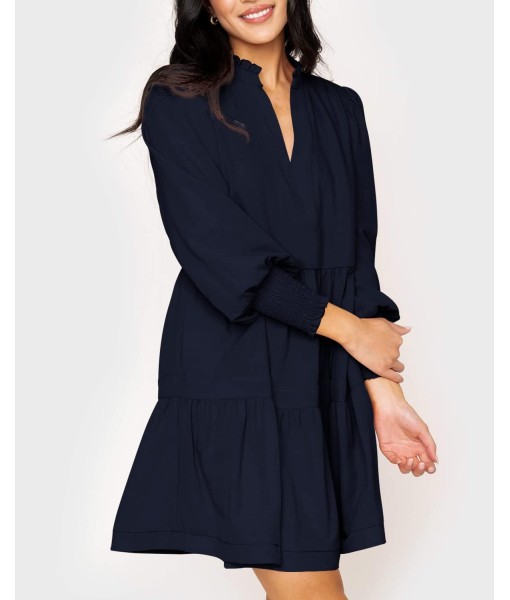 Imily Bela Womens Fall Long Sleeve Tunic Dress Casual V Neck Loose Ruffle Tiered Dress