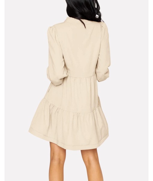 Imily Bela Womens Fall Long Sleeve Tunic Dress Casual V Neck Loose Ruffle Tiered Dress