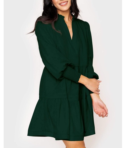 Imily Bela Womens Fall Long Sleeve Tunic Dress Casual V Neck Loose Ruffle Tiered Dress