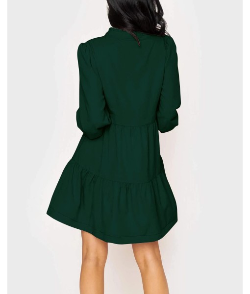 Imily Bela Womens Fall Long Sleeve Tunic Dress Casual V Neck Loose Ruffle Tiered Dress