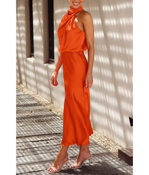 PRETTYGARDEN Women's 2025 Summer Satin Dress Elegant Sleeveless Mock Neck Cocktail Party Maxi Dresses