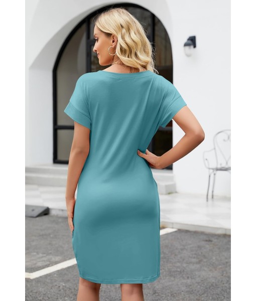 MEROKEETY Women's Summer Striped Short Sleeve T Shirt Dress Casual Tie Waist with Pockets