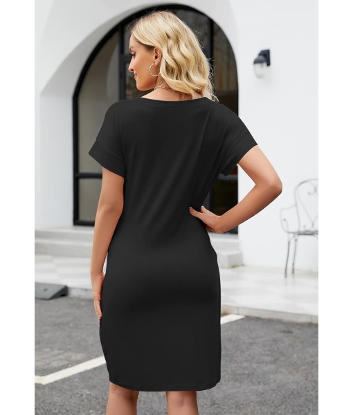 MEROKEETY Women's Summer Striped Short Sleeve T Shirt Dress Casual Tie Waist with Pockets