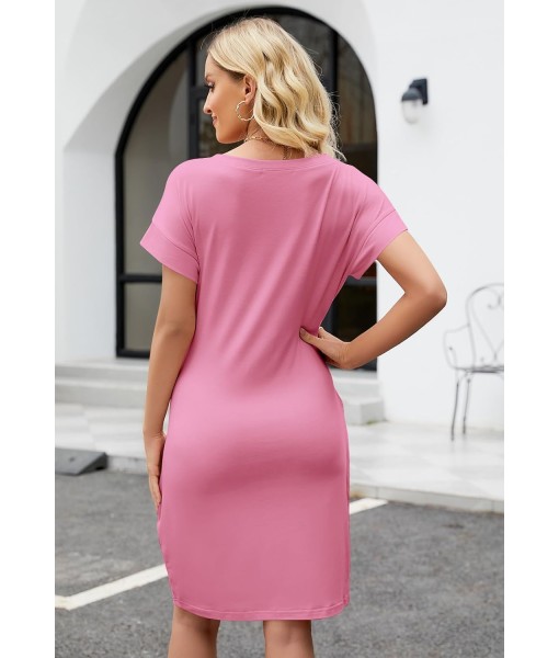 MEROKEETY Women's Summer Striped Short Sleeve T Shirt Dress Casual Tie Waist with Pockets