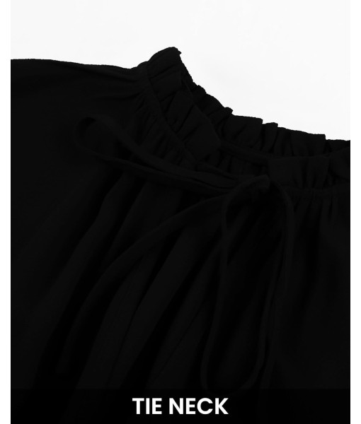 BTFBM Long Sleeve Fall Dresses for Women 2025 Summer Casual Tie Neck Ruffle Tiered A Line Wedding Guest Short Mini Dress