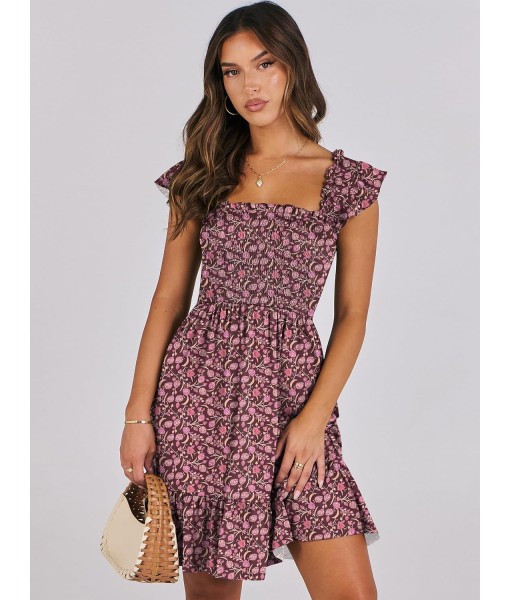 ANRABESS Women's Summer Casual Sleeveless Square Neck Dress 2025 Smocked Ruffle Backless Boho Beach Cute Teen Short Sundress