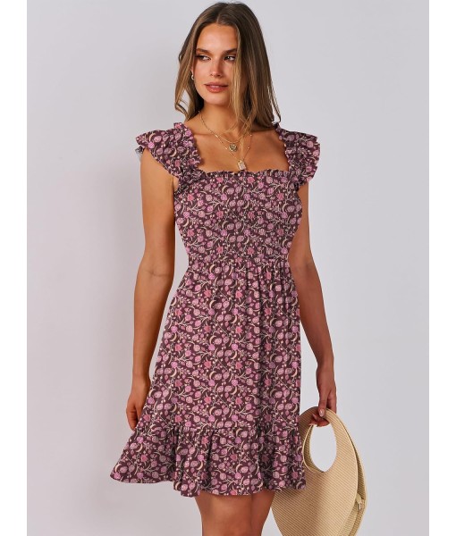 ANRABESS Women's Summer Casual Sleeveless Square Neck Dress 2025 Smocked Ruffle Backless Boho Beach Cute Teen Short Sundress