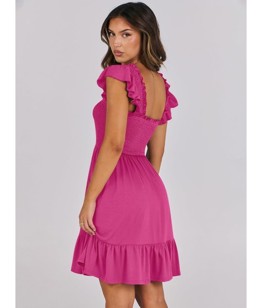 ANRABESS Women's Summer Casual Sleeveless Square Neck Dress 2025 Smocked Ruffle Backless Boho Beach Cute Teen Short Sundress