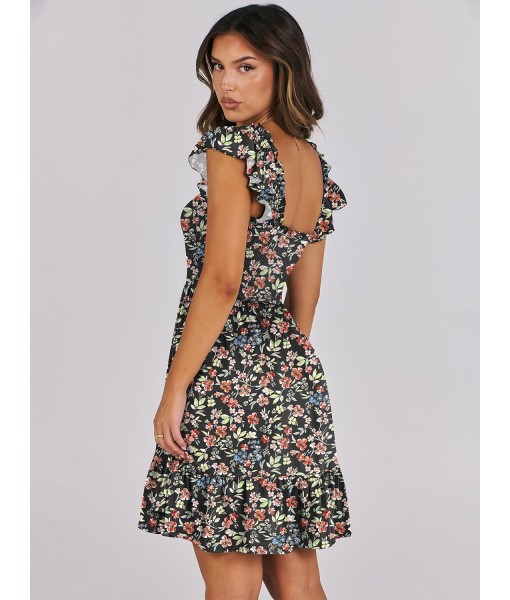 ANRABESS Women's Summer Casual Sleeveless Square Neck Dress 2025 Smocked Ruffle Backless Boho Beach Cute Teen Short Sundress