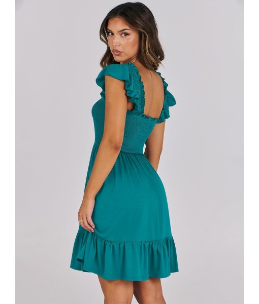 ANRABESS Women's Summer Casual Sleeveless Square Neck Dress 2025 Smocked Ruffle Backless Boho Beach Cute Teen Short Sundress