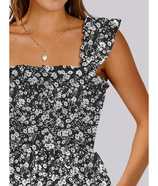 ANRABESS Women's Summer Casual Sleeveless Square Neck Dress 2025 Smocked Ruffle Backless Boho Beach Cute Teen Short Sundress