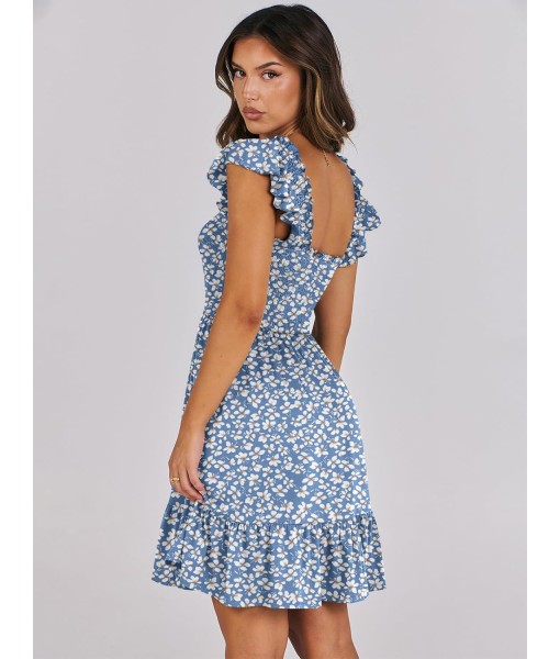 ANRABESS Women's Summer Casual Sleeveless Square Neck Dress 2025 Smocked Ruffle Backless Boho Beach Cute Teen Short Sundress