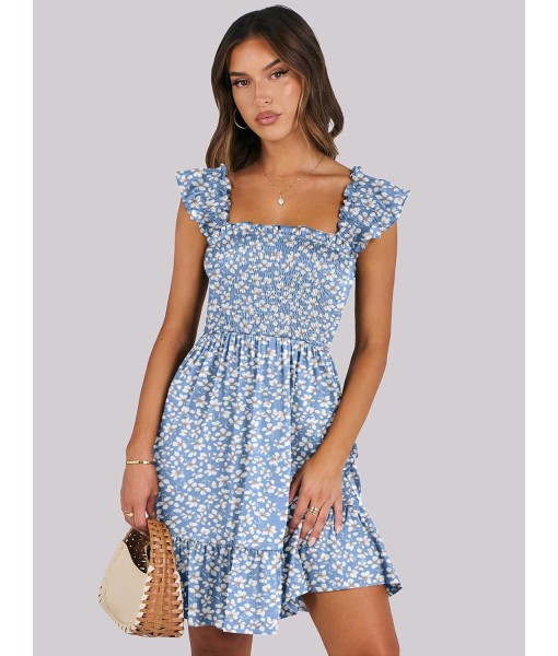 ANRABESS Women's Summer Casual Sleeveless Square Neck Dress 2025 Smocked Ruffle Backless Boho Beach Cute Teen Short Sundress