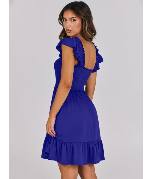 ANRABESS Women's Summer Casual Sleeveless Square Neck Dress 2025 Smocked Ruffle Backless Boho Beach Cute Teen Short Sundress