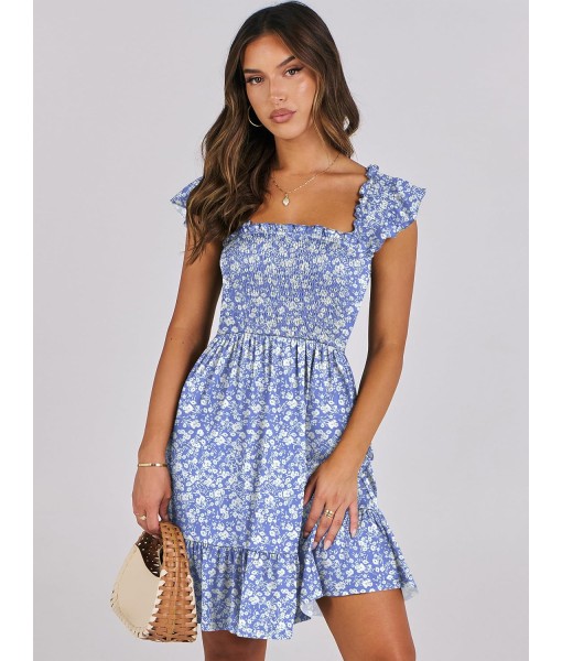 ANRABESS Women's Summer Casual Sleeveless Square Neck Dress 2025 Smocked Ruffle Backless Boho Beach Cute Teen Short Sundress