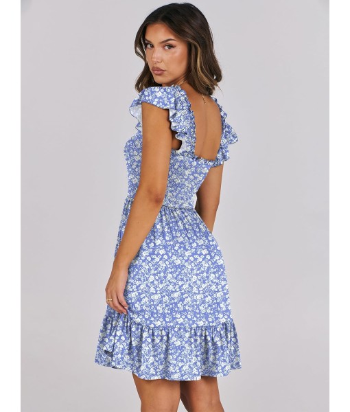 ANRABESS Women's Summer Casual Sleeveless Square Neck Dress 2025 Smocked Ruffle Backless Boho Beach Cute Teen Short Sundress
