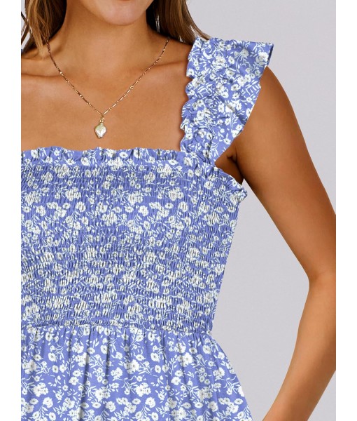 ANRABESS Women's Summer Casual Sleeveless Square Neck Dress 2025 Smocked Ruffle Backless Boho Beach Cute Teen Short Sundress