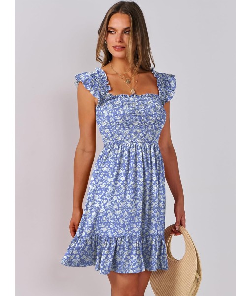 ANRABESS Women's Summer Casual Sleeveless Square Neck Dress 2025 Smocked Ruffle Backless Boho Beach Cute Teen Short Sundress