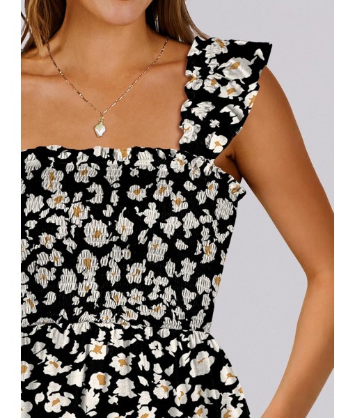 ANRABESS Women's Summer Casual Sleeveless Square Neck Dress 2025 Smocked Ruffle Backless Boho Beach Cute Teen Short Sundress