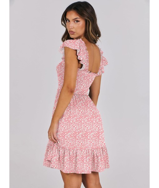 ANRABESS Women's Summer Casual Sleeveless Square Neck Dress 2025 Smocked Ruffle Backless Boho Beach Cute Teen Short Sundress