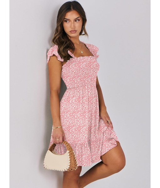 ANRABESS Women's Summer Casual Sleeveless Square Neck Dress 2025 Smocked Ruffle Backless Boho Beach Cute Teen Short Sundress