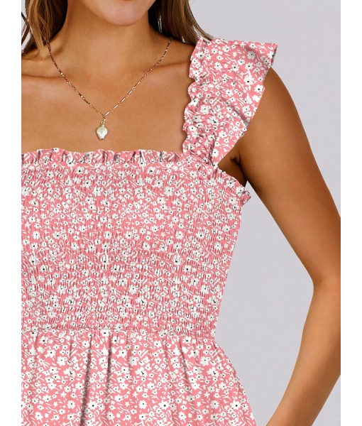 ANRABESS Women's Summer Casual Sleeveless Square Neck Dress 2025 Smocked Ruffle Backless Boho Beach Cute Teen Short Sundress