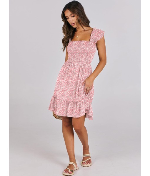 ANRABESS Women's Summer Casual Sleeveless Square Neck Dress 2025 Smocked Ruffle Backless Boho Beach Cute Teen Short Sundress
