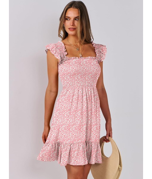 ANRABESS Women's Summer Casual Sleeveless Square Neck Dress 2025 Smocked Ruffle Backless Boho Beach Cute Teen Short Sundress